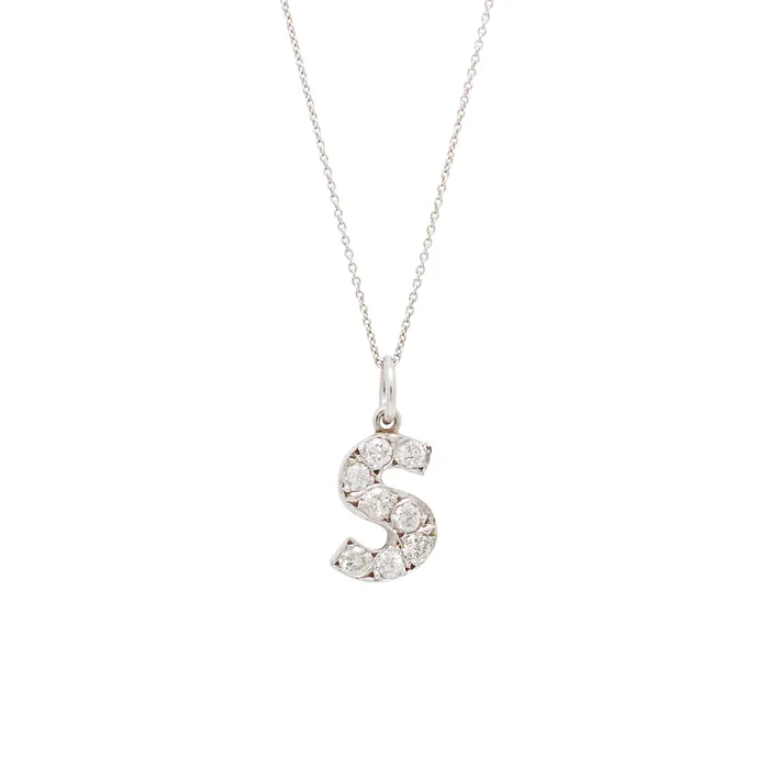 Charm Necklaces Diamond Letter S Charm Vintage