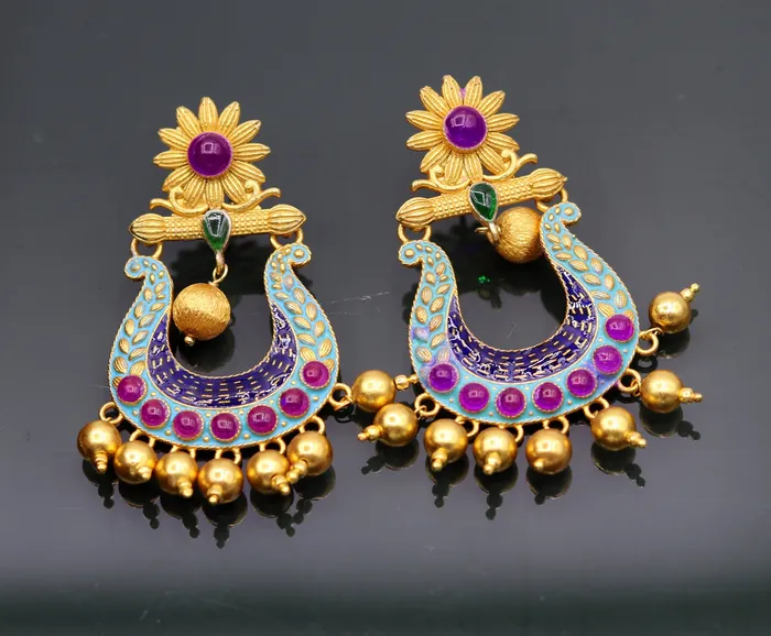 Earrings TRIBAL ORNAMENTS 925 sterling silver handmade vintage customized design stud earrings drop dangle wedding party jewelry tribal jewelry for girls s647