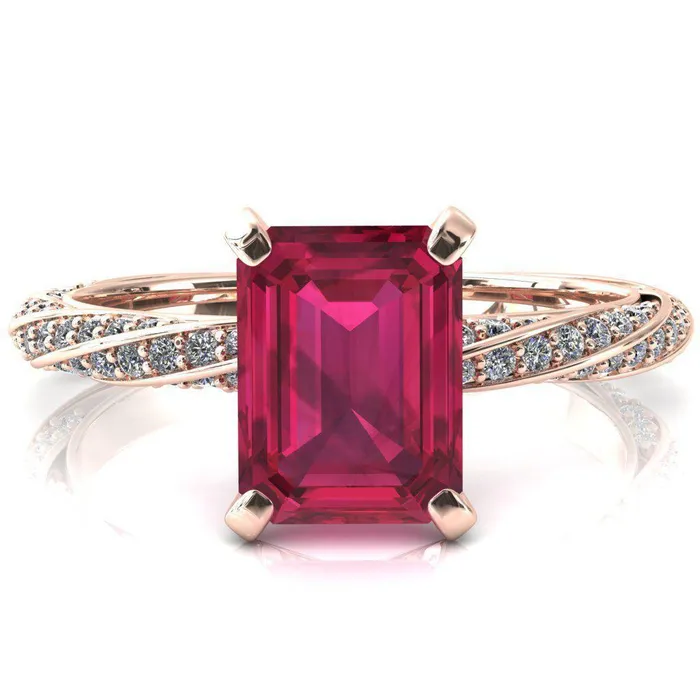 Elysia Emerald Ruby 4 Prong 34 Eternity Diamond Accent Ring Fire Brilliance Rings