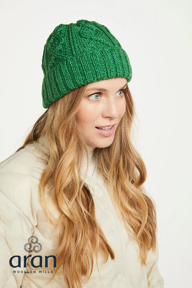 Merino Wool Diamond Stitch Hat Aran Woollen Mills Earrings