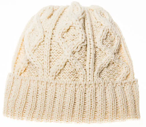 Merino Wool Diamond Stitch Hat Aran Woollen Mills Earrings
