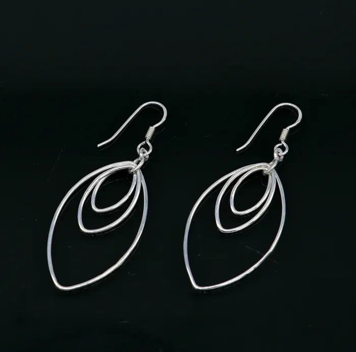 Pure 925 sterling silver handmade eclipse style elegant plain trendy fancy hoop earring drop dangle geometric earring gift to her ear712 TRIBAL ORNAMENTS Earrings Pure 925 sterling silver handmade eclipse style elegant plain trendy fancy hoop earring drop dangle geometric earring gift to her ear712 TRIBAL ORNAMENTS Earrings