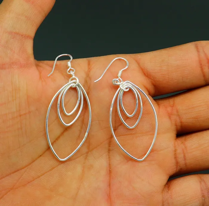 Pure 925 sterling silver handmade eclipse style elegant plain trendy fancy hoop earring drop dangle geometric earring gift to her ear712 TRIBAL ORNAMENTS Earrings Pure 925 sterling silver handmade eclipse style elegant plain trendy fancy hoop earring drop dangle geometric earring gift to her ear712 TRIBAL ORNAMENTS Earrings