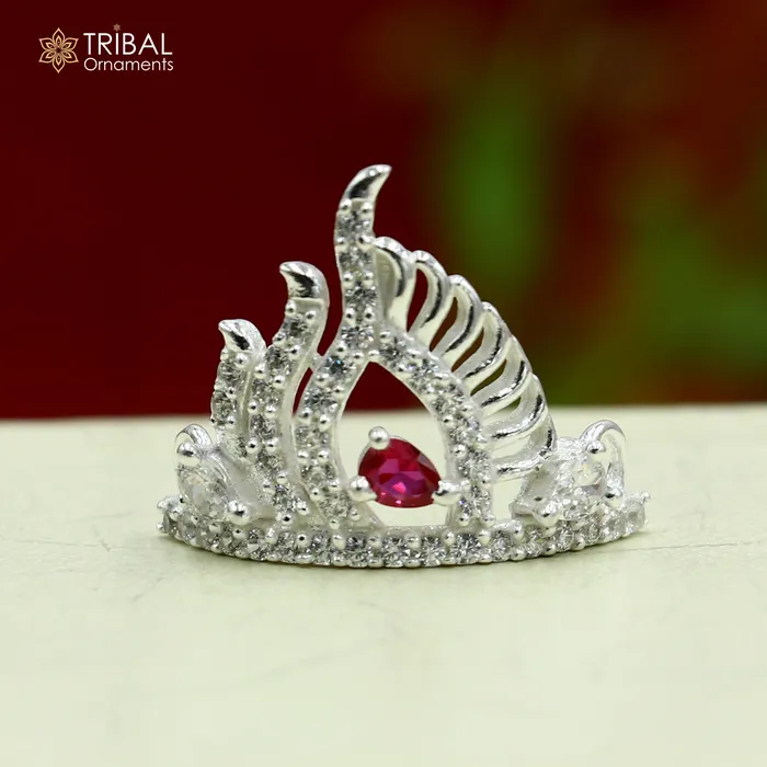 TRIBAL ORNAMENTS Rings 925 sterling silver handmade lord baby Krishna Mukut amazing Laddu Gopala crawling Krishna crown head jewelry SM27