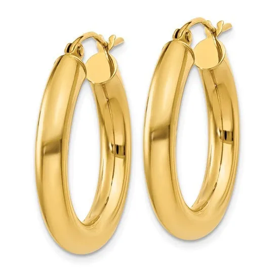 14K Yellow Gold 4x25mm Hoop Earrings Croghans Earrings