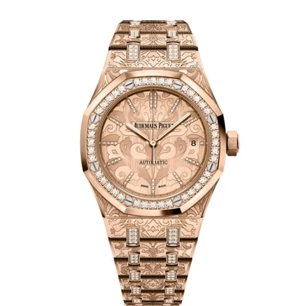 Bracelets Audemars Piguet Audemars Piguet Royal Oak Selfwinding Cashmere 37mm Watch Ref 15456ORZG1251OR01 Rose Gold Diamond Dial Case in 18K Rose Gold Diamond Bracelet