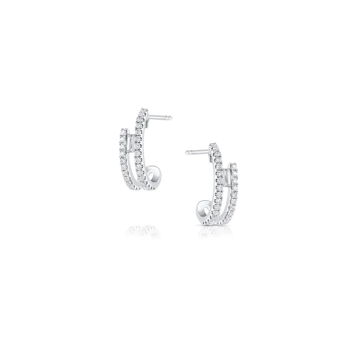 Earrings 18k White Gold 047ctw Diamond J Hoop Earrings CJ Charles Jewelers Earrings 18k White Gold 047ctw Diamond J Hoop Earrings CJ Charles Jewelers