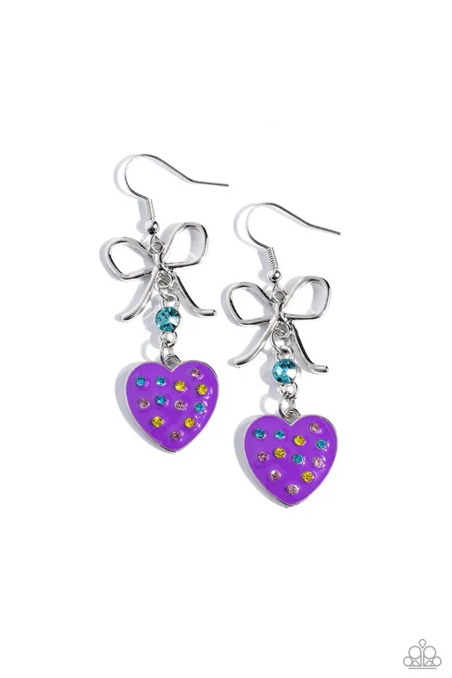Earrings Paparazzi Jewelry Paparazzi Earring BOW Away Zone Purple