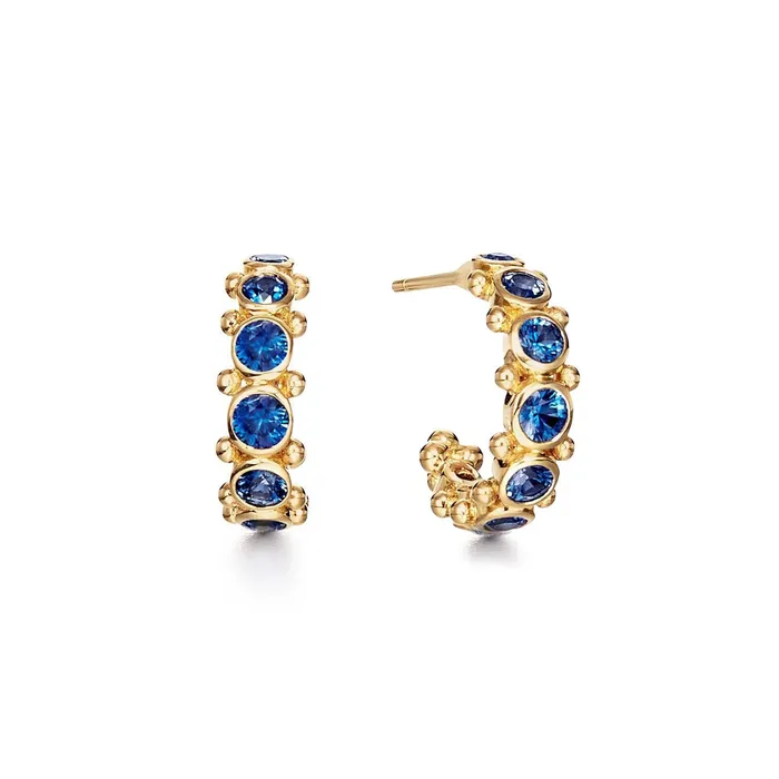 Earrings Temple St Clair Temple St Clair Sapphire Eternity Hoop Earrings