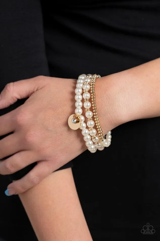 Paparazzi Jewelry Bracelets Paparazzi Bracelet Pearly Professional Gold