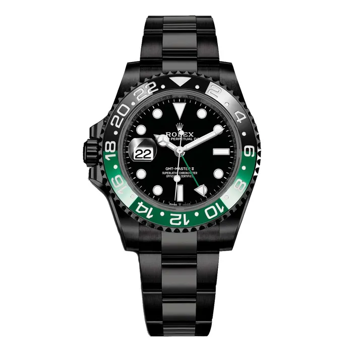 Rolex Bracelets Rolex GMTMaster II Sprite 40mm Ref 126720VTNR Black Dial Green Black Bezel PVD Stainless Steel Oyster Bracelet