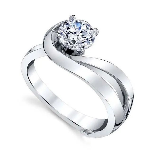 175 Ct Solitaire Round Natural Earth Mined Diamond Split Shank Wedding Ring White Gold GB Rings