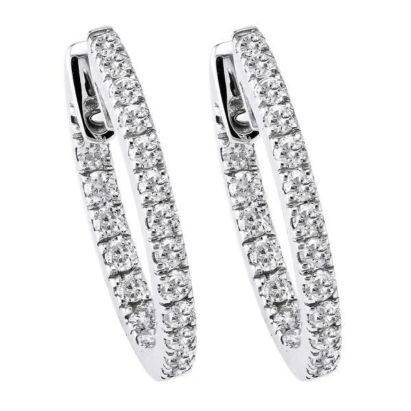 Earrings GB 480 Ct F Vvs1 Round Cut Real Natural Earth Mined Diamonds Lady Hoop Earrings 14K White Gold