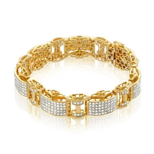 GB Bracelets 12 Carats Men Round Cut Natural Earth Mined Diamond Bracelet Yellow Gold 14K