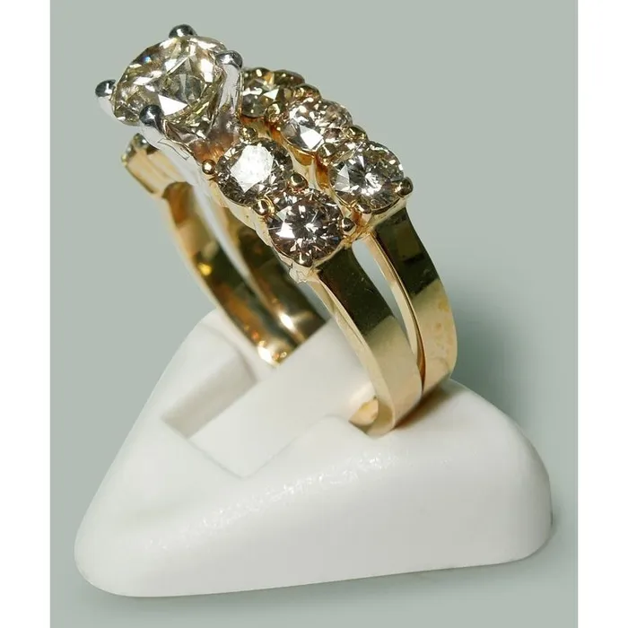 GB Rings 350 Ct Round Natural Earth Mined Diamonds Engagement Ring Band Set Yellow Gold