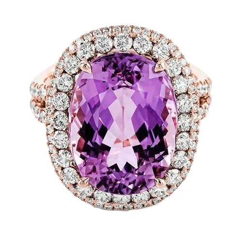 Genuine Purple Kunzite Crystal Ring GB Rings