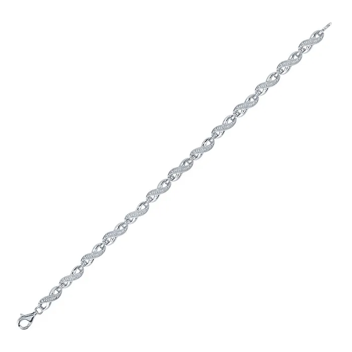 GND Sterling Silver Womens Round Diamond Infinity Bracelet 01 Cttw GND Bracelets GND Sterling Silver Womens Round Diamond Infinity Bracelet 01 Cttw GND Bracelets