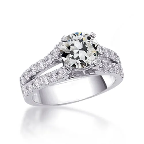HarryChadEntcom Rings 14K Gold Anniversary Ring Round Old Miner Genuine Natural Earth Mined Diamond Split Shank 4 Carats