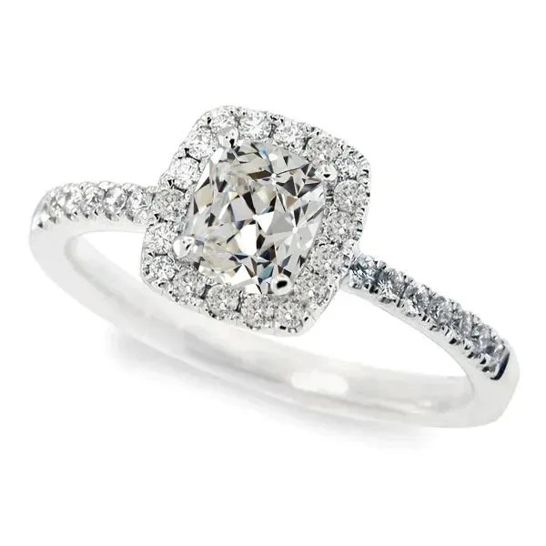 HarryChadEntcom Rings 14K Gold Halo Ring Round Cushion Old Mine Cut Real Natural Earth Mined Diamond 475 Carats