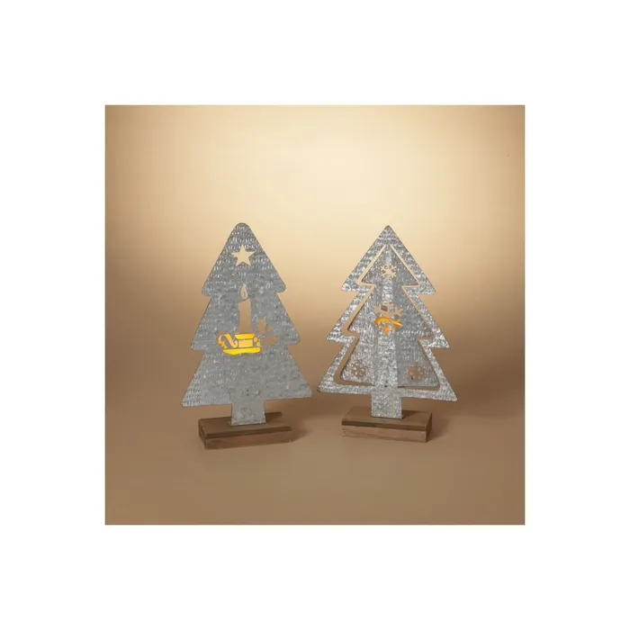 Necklaces Gerson Company 147H Metal Christmas Tree Candleholder W Wood Base 2 Assorted Gerson Company