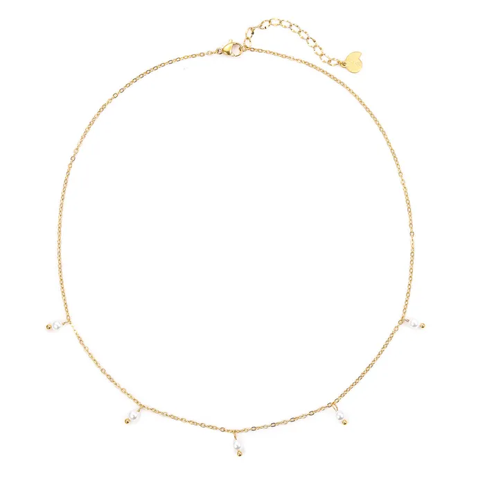 Necklaces Hey Happiness Cinque Pearl Chain Necklace Gold