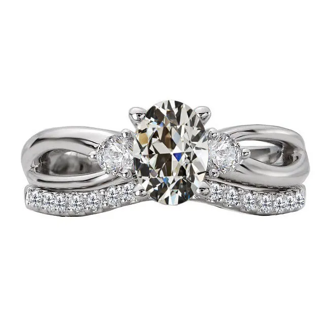 Rings HarryChadEntcom Round Oval Old Cut Natural Earth Mined Diamond Wedding Ring Set Infinity Shank 6 Carats