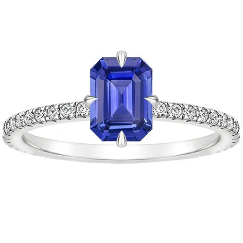 Rings HarryChadEntcom Women Engagement Ring White Gold Blue Sapphire Natural Earth Mined Diamond 4 Carats