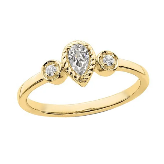 Round Pear Old Miner Natural Earth Mined Diamond 3 Stone Ring Bezel Set 150 Carats HarryChadEntcom Rings