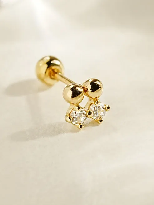 14K Gold Twin Dot Cartilage Earring 20G MinimalBijoux Earrings