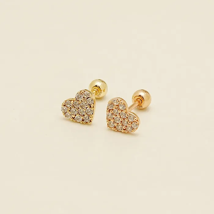 Earrings 14K Gold Winter Cubic Heart Cartilage Earring 20G18G16G MinimalBijoux