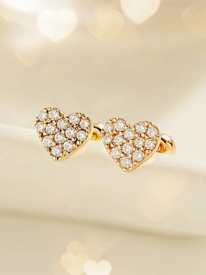 Earrings 14K Gold Winter Cubic Heart Cartilage Earring 20G18G16G MinimalBijoux