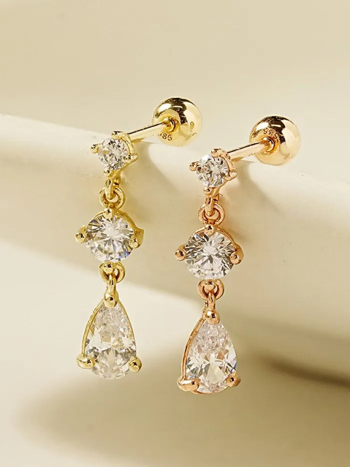 MinimalBijoux 14K Gold Glass Cubic Drop Cartilage Earring 20G Earrings