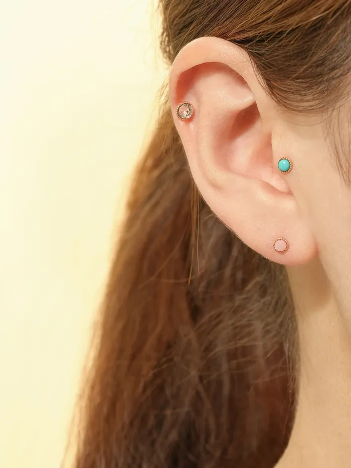 MinimalBijoux 14K Gold Opal CZ Hemisphere Cartilage Earring 20G18G16G Earrings