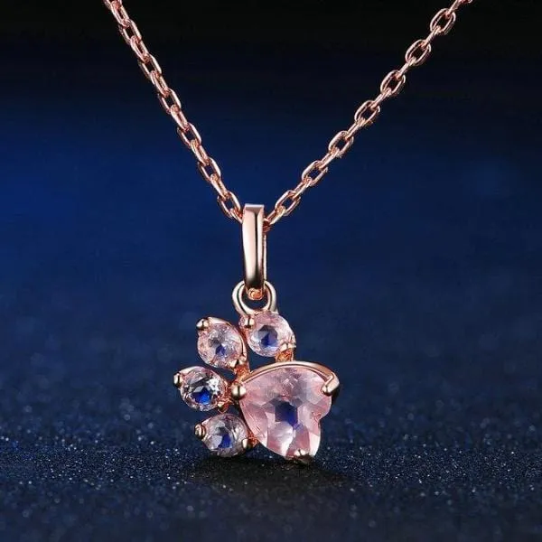 Necklaces CatCurio Pet Store Worlds Best Cat Supplies Store Cat Paws Rose Gold Necklace
