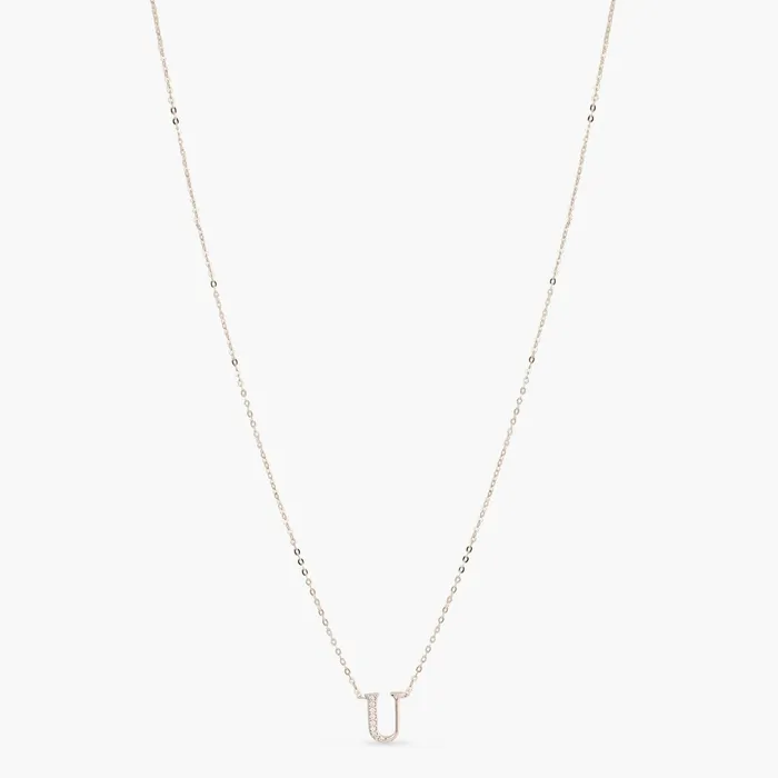 Alphabet AZ Charms CZ WhiteGold Plated Silver Necklace SILVER Necklaces