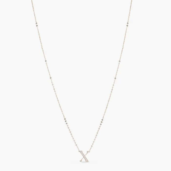 Alphabet AZ Charms CZ WhiteGold Plated Silver Necklace SILVER Necklaces