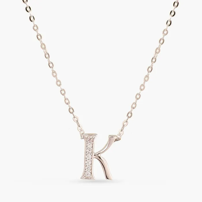 Alphabet AZ Charms CZ WhiteGold Plated Silver Necklace SILVER Necklaces
