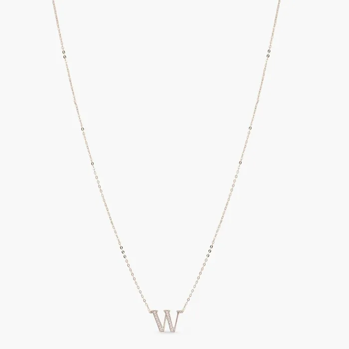 Alphabet AZ Charms CZ WhiteGold Plated Silver Necklace SILVER Necklaces