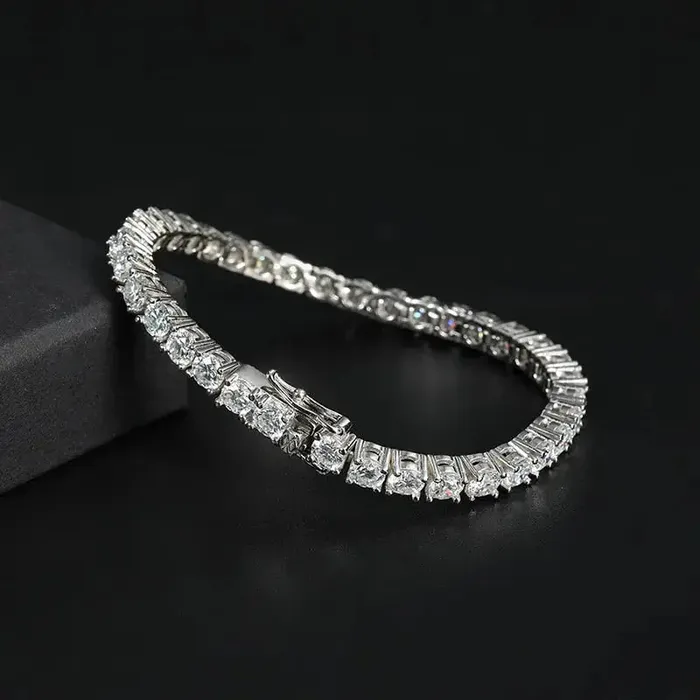 Bracelets Moissanite Engagement Rings Jewelry Luxus Moissanite 18K GOLD PLATED SILVER 4MM MOISSANITE TENNIS BRACELET 15CTW