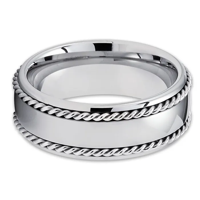 Clean Casting Jewelry Mens Tungsten Wedding Band Braid Tungsten Ring Tungsten Carbide 8mm Rings