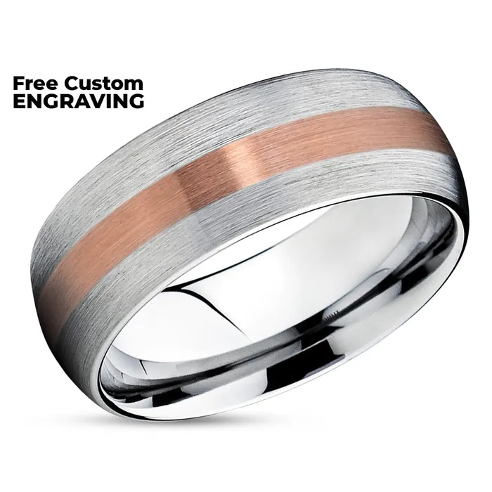 Clean Casting Jewelry Rings Titanium Wedding Band Mens Wedding Band 14K Rose Gold Wedding Ring