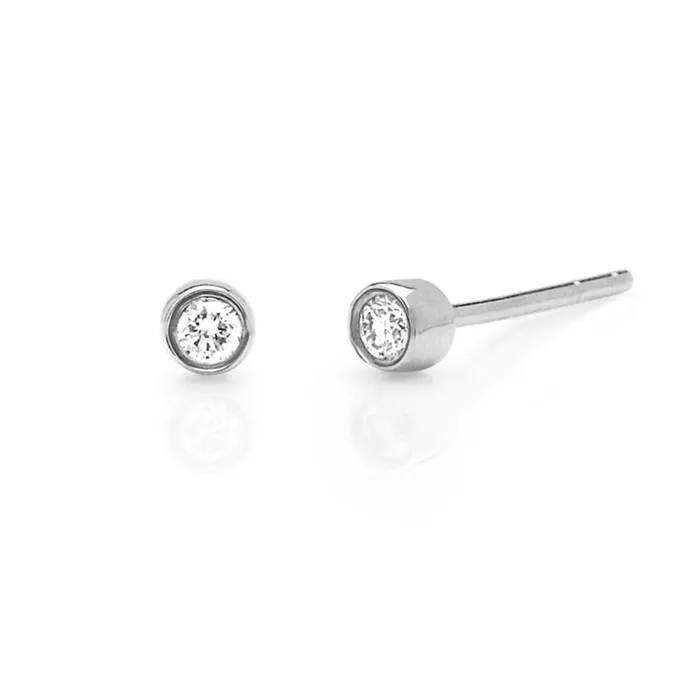 Earrings EF Collection Diamond Bezel Stud Earrings