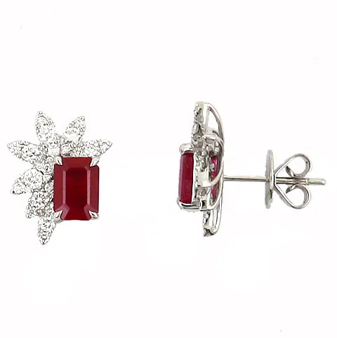Earrings Ruby and Diamond Cluster Fashion Earrings Shop IDC estore