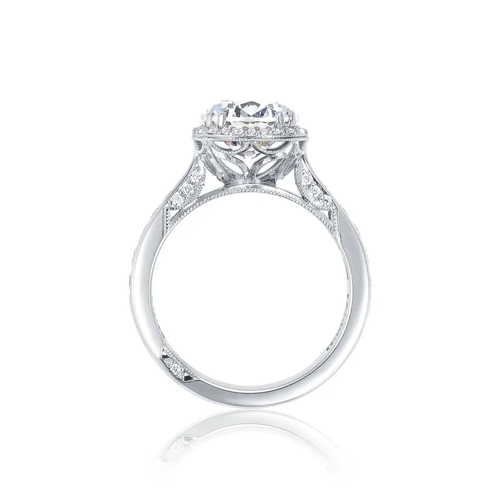 International Diamond Center Rings Tacori 18k White Gold Dantela Round Diamond Engagement Ring Setting 062 CTW