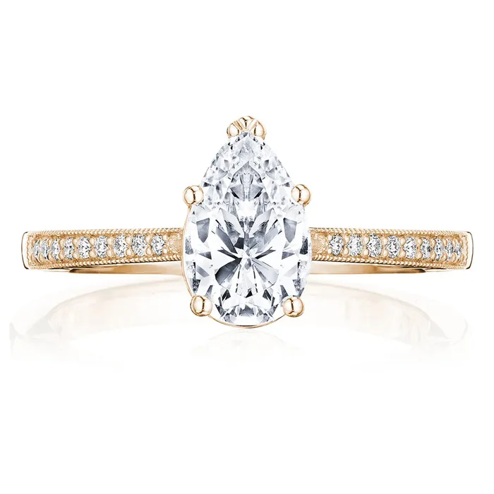 International Diamond Center Tacori 14k Rose Gold Coastal Crescent Collection Classic Engagement Ring Setting 014CTW Rings