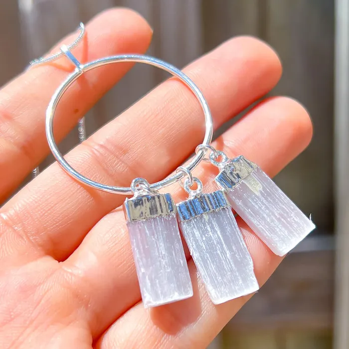Magic Crystals Necklaces Triple Selenite Pendant Necklace