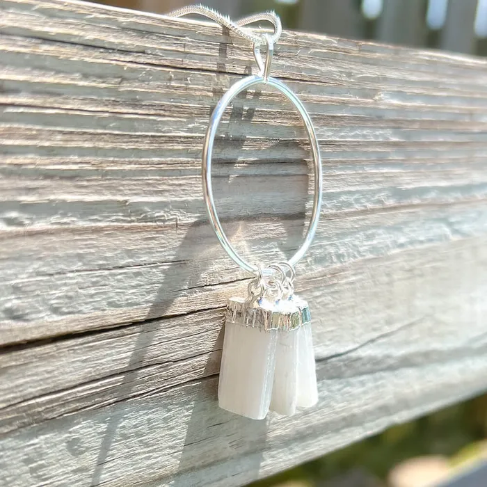 Magic Crystals Necklaces Triple Selenite Pendant Necklace