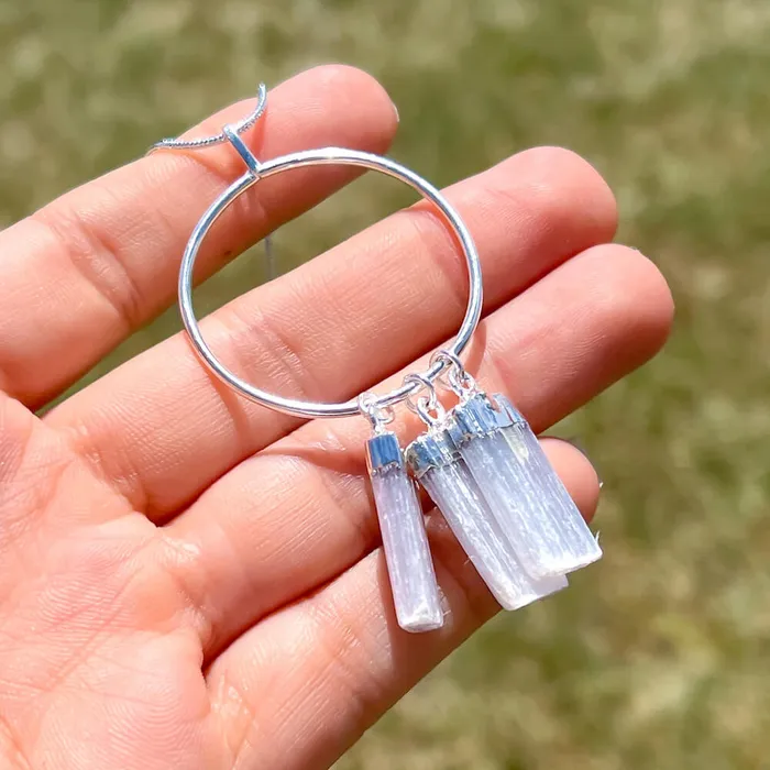 Magic Crystals Necklaces Triple Selenite Pendant Necklace