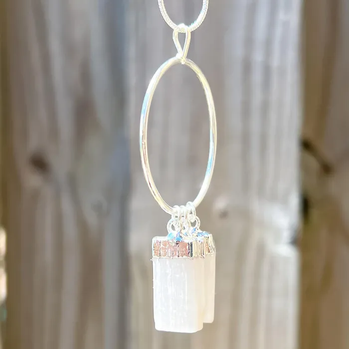Magic Crystals Necklaces Triple Selenite Pendant Necklace