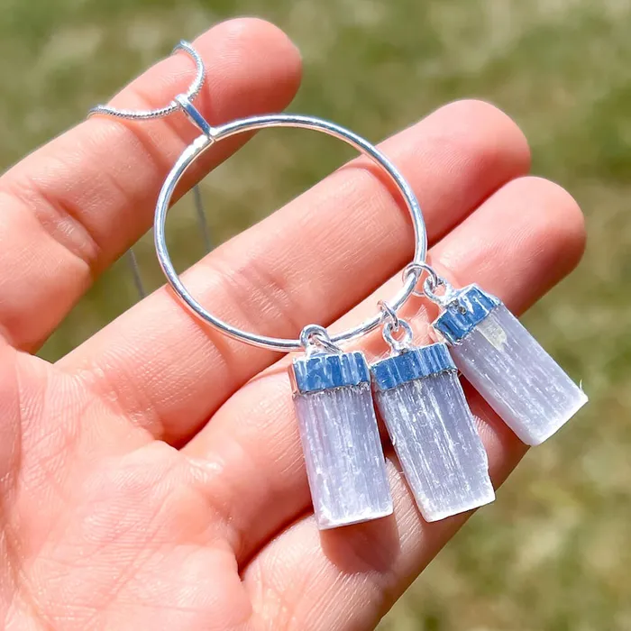 Magic Crystals Necklaces Triple Selenite Pendant Necklace